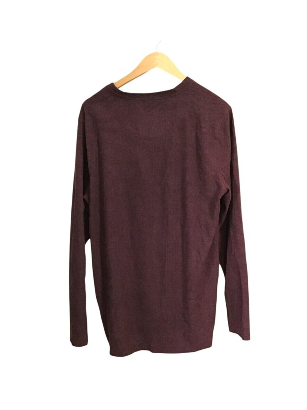 EDDIE BAUER MENS BURGUNDY CREW NECK LONG SLEEVE T-SHIRT SIZE LARGE - Picture 2 of 7